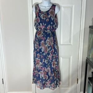 NWT LARA G by Lara Guidotti Garden Floral Airy Silk Blend Maxi Dress size M